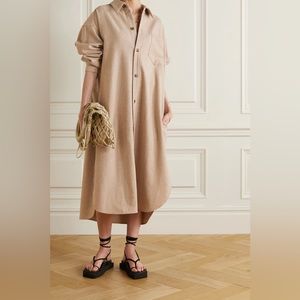 FRANKIE SHOP
Mélange wool-blend felt midi shirt dress one size